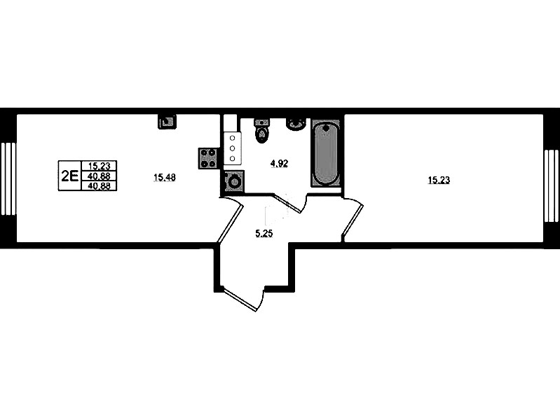 1-комнатная квартира 40.88 м², 4/5 эт., ЖК «Plus Пулковский»